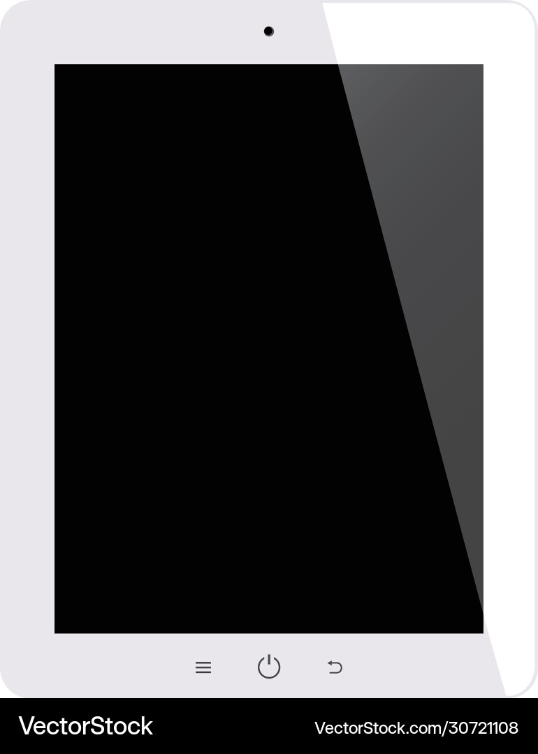 Tablet computer with black screen on isolated vector image