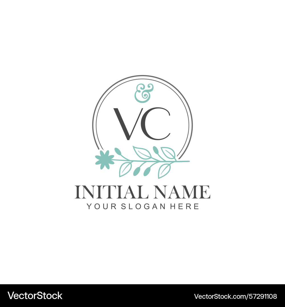 Vc initial logo templates with botanical elements Vector Image