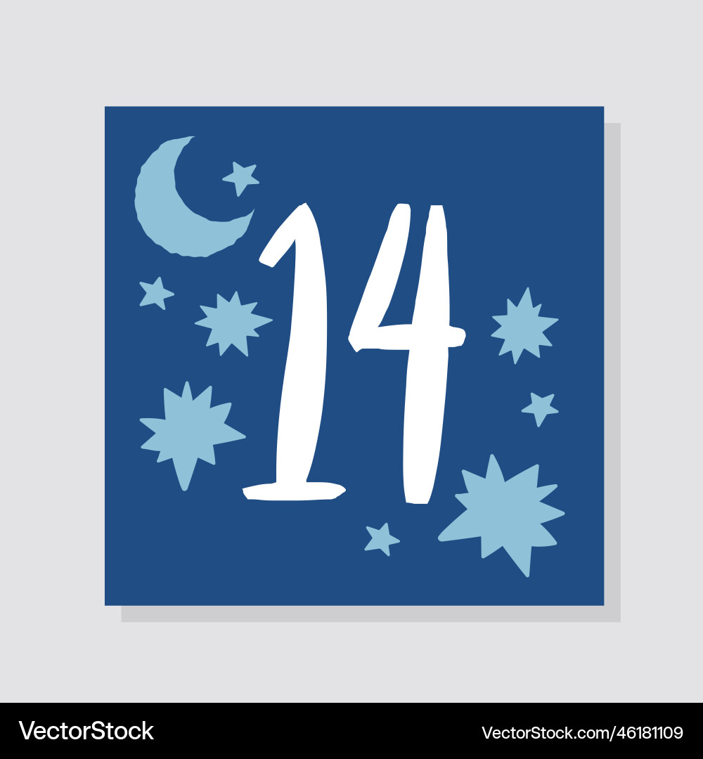 Advent calendar with number 14 Advent calendar with number 14 vector image