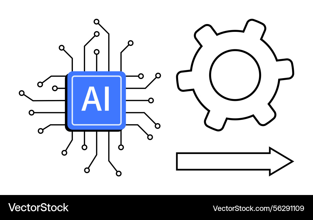 Artificial intelligence chip enabling automation Artificial intelligence chip enabling automation vector image
