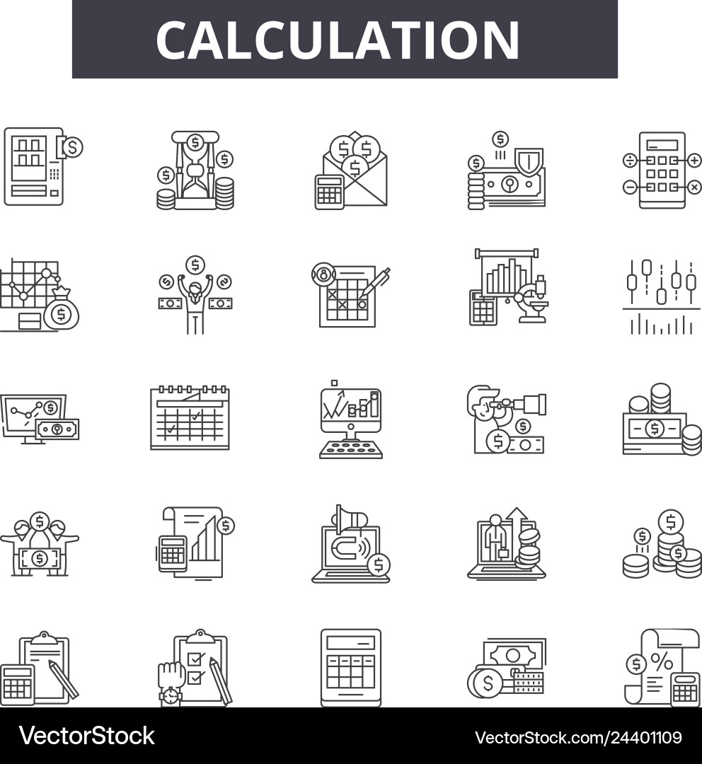 Calculation line icons for web and mobile design Calculation line icons for web and mobile design vector image