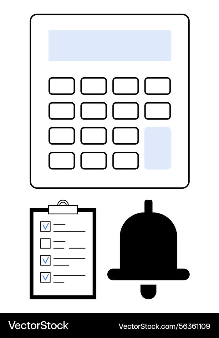 Calculator checklist and notification icon Calculator checklist and notification icon vector image