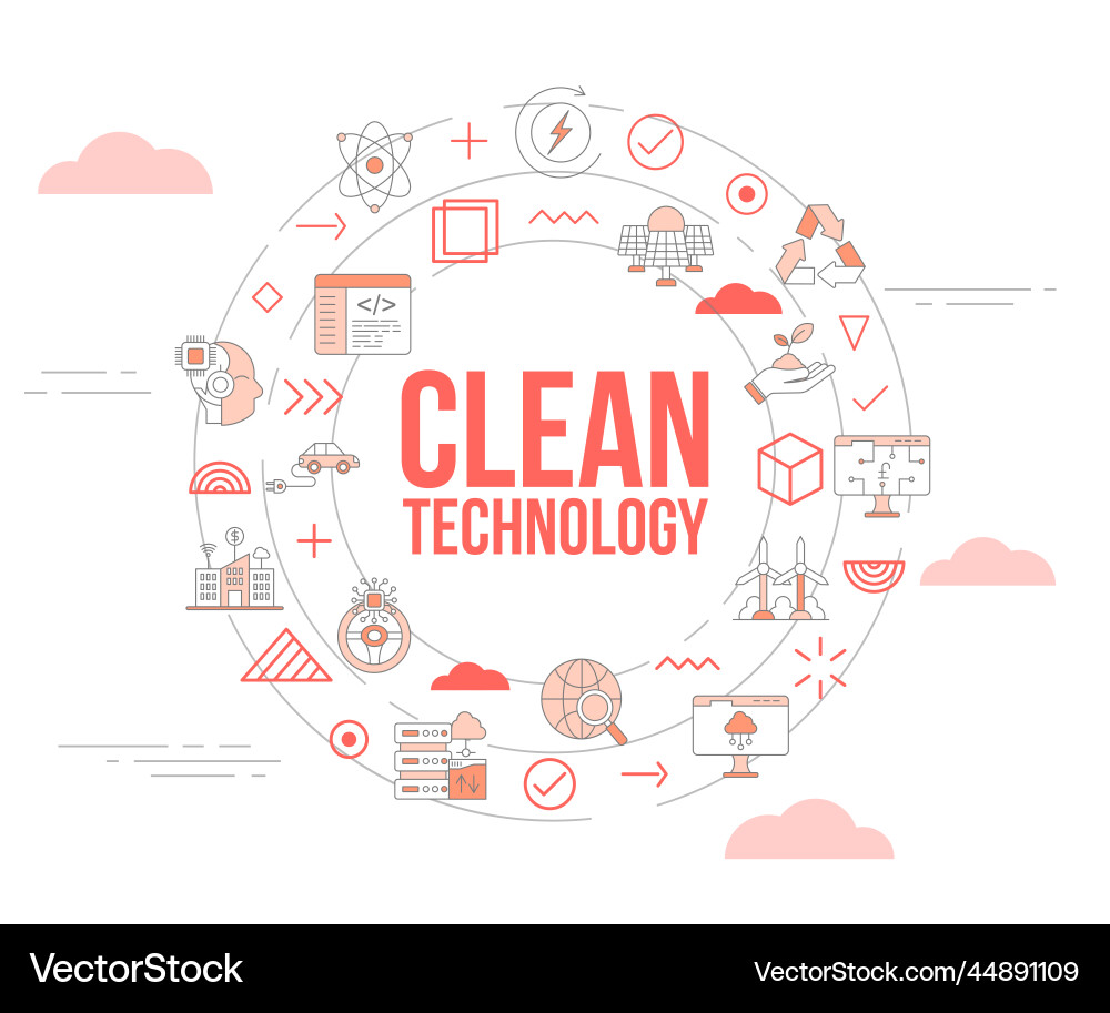 Clean technology concept with icon set template Clean technology concept with icon set template vector image