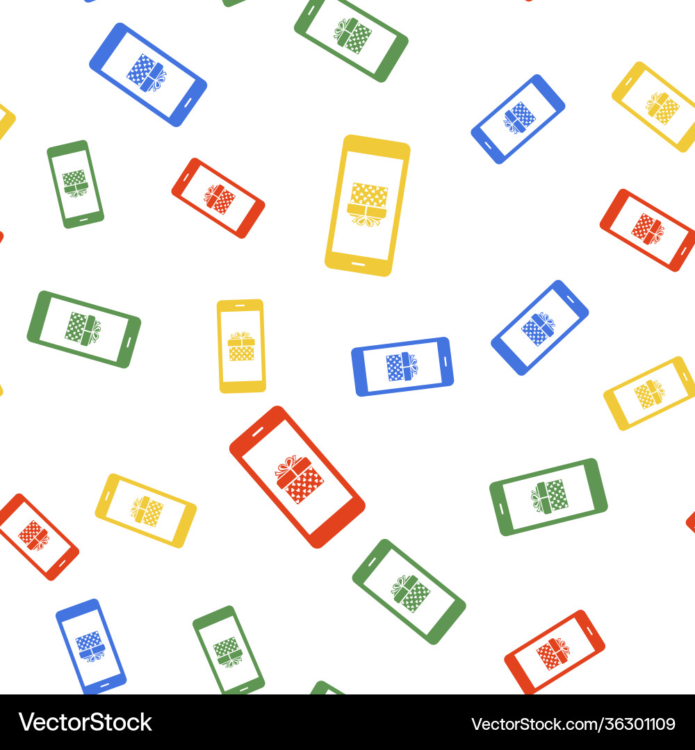 Color smartphone with gift box and heart symbol Color smartphone with gift box and heart symbol vector image