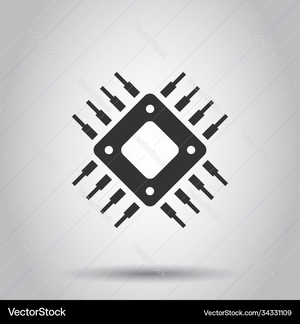 Computer cpu icon in flat style circuit board Vector Image