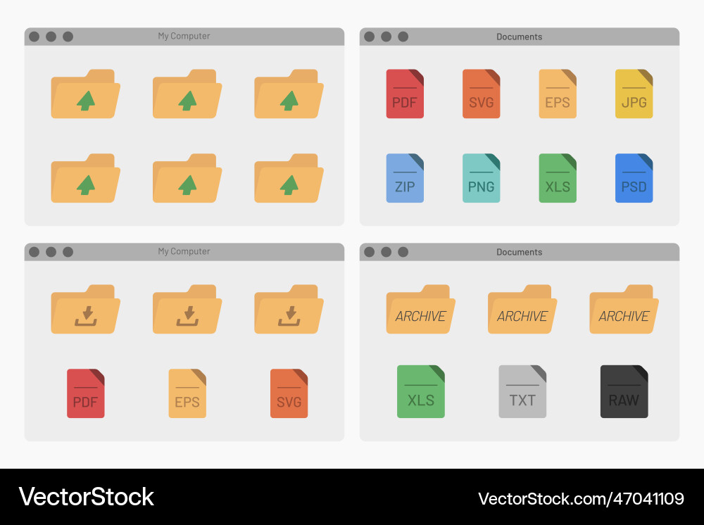 Desktop File Window with Folders vector image