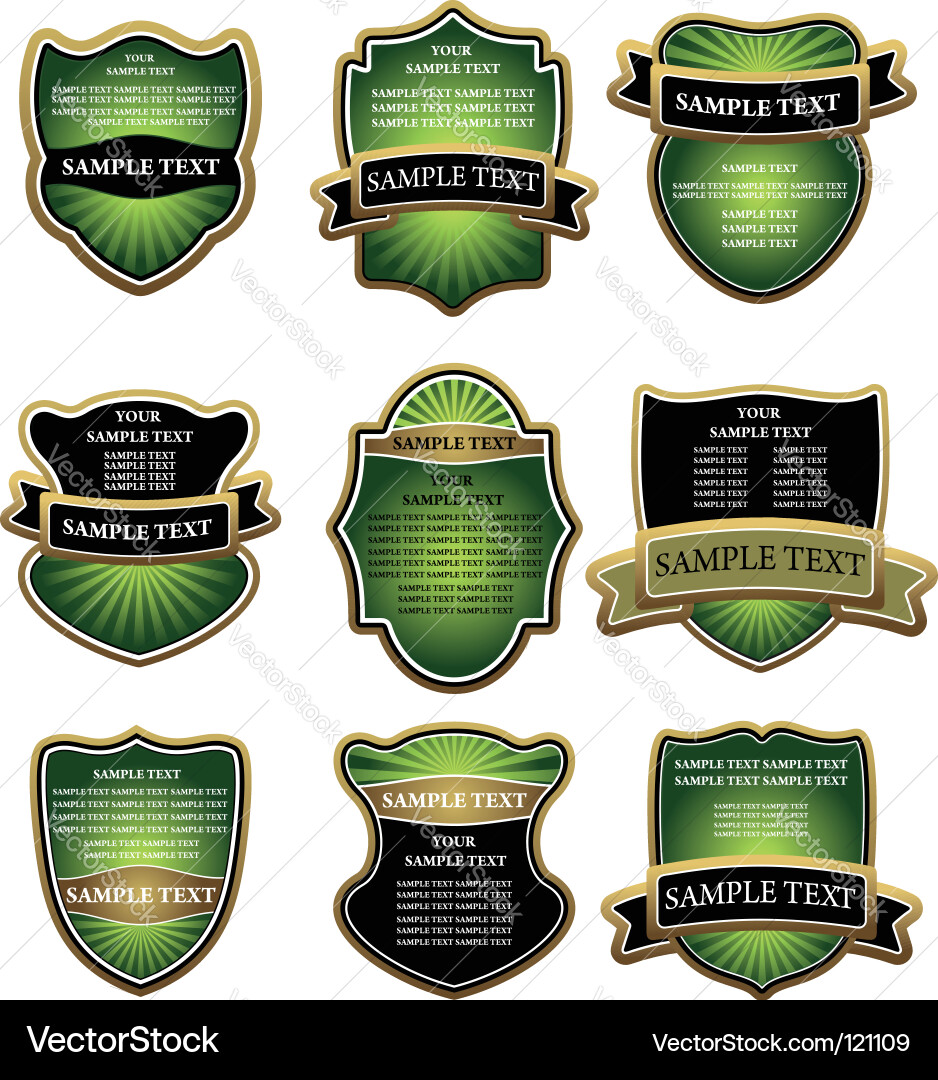 Elegant Green & Gold Label Set vector image