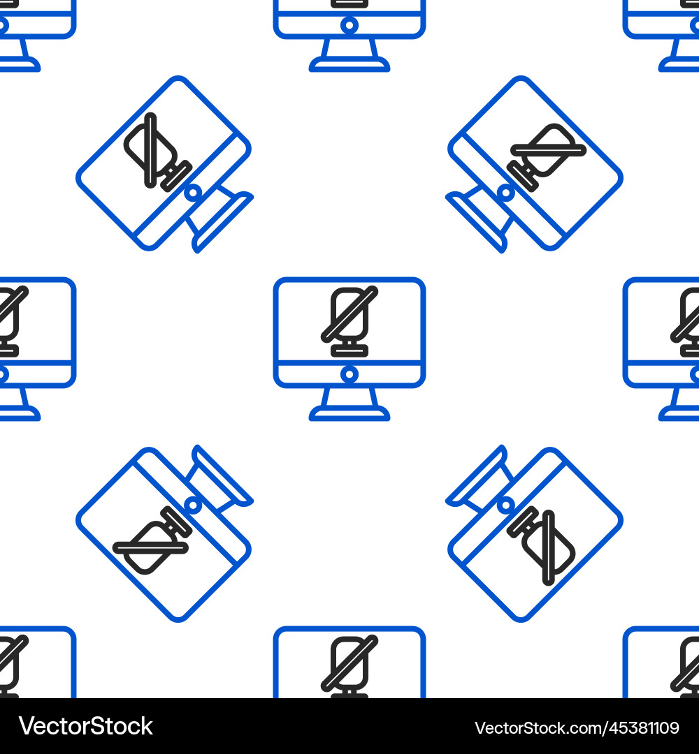 Line mute microphone on computer icon isolated Vector Image