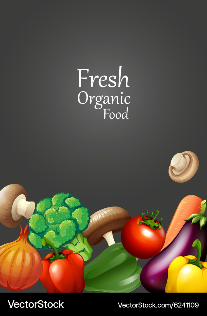Many vegetables and text design Vector Image
