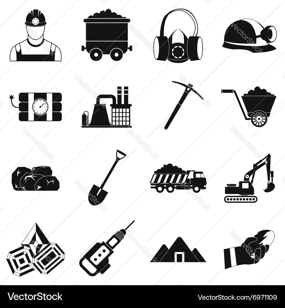 Mining icons simple set Vector Image