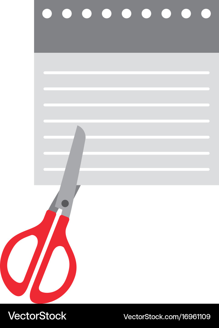 Notebook sheet with scissor vector image
