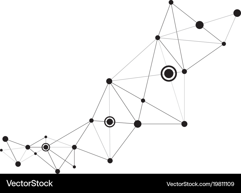 Polygonal space background with connecting dots vector image