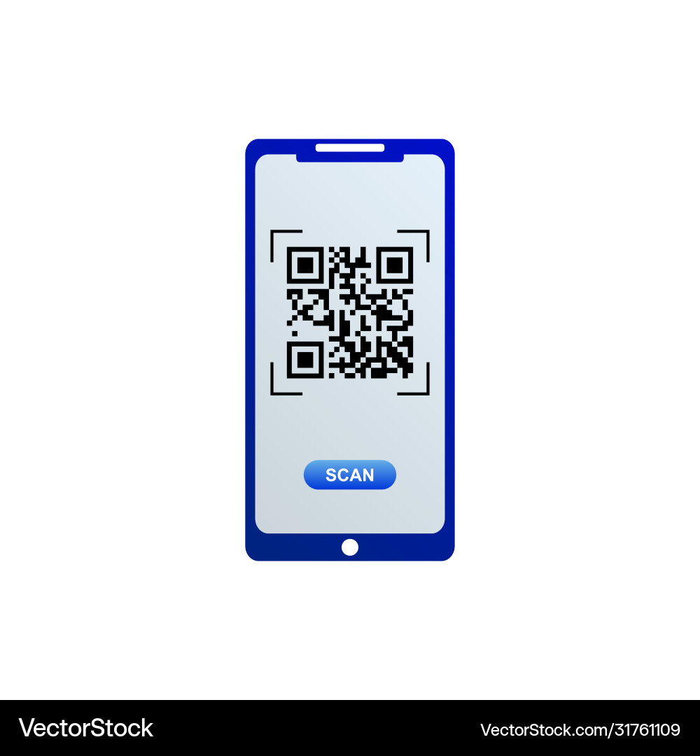 Qr code icon on smartphone screen vector image