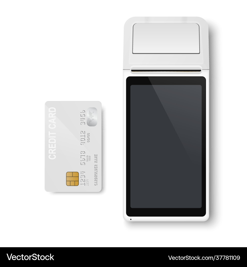 Realistic white 3d payment machine pos Realistic white 3d payment machine pos vector image