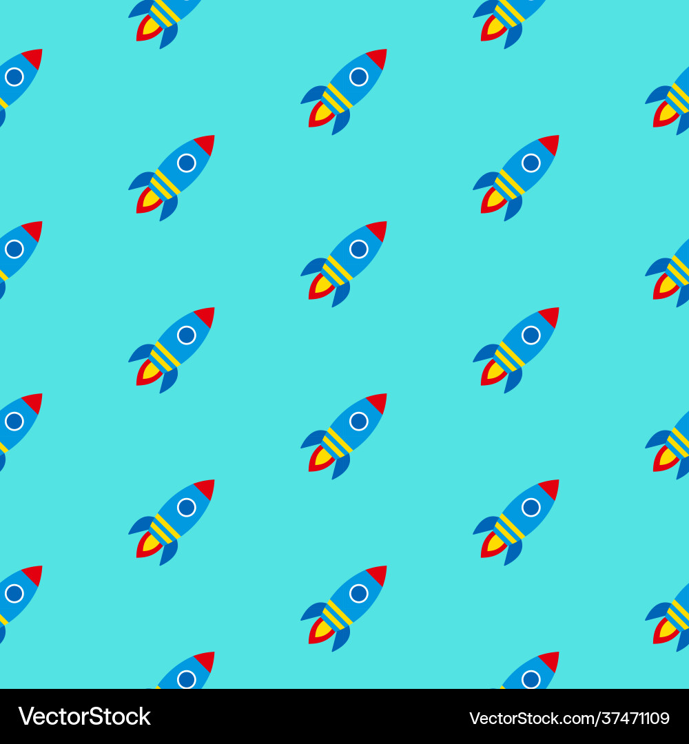 Rockets pattern on blue background Rockets pattern on blue background vector image