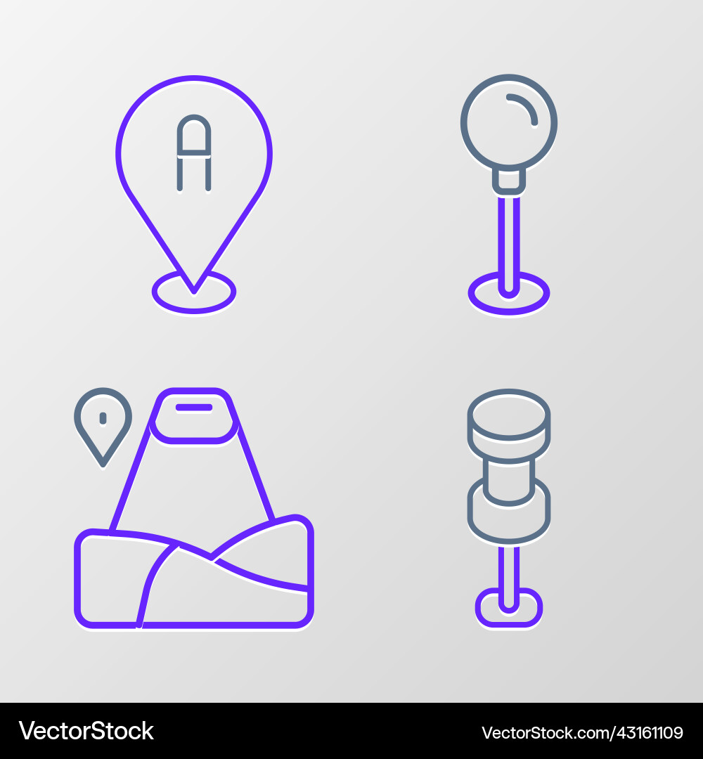 Set line push pin location with mountain Set line push pin location with mountain vector image
