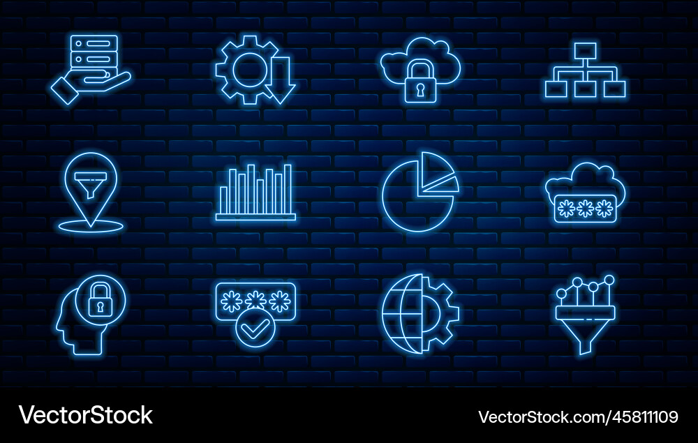 Set line sales funnel with chart password Set line sales funnel with chart password vector image