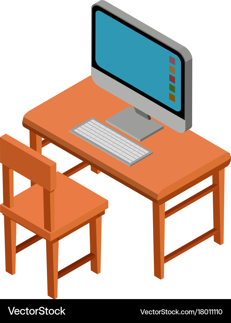 3d design for desk with computer on top Vector Image