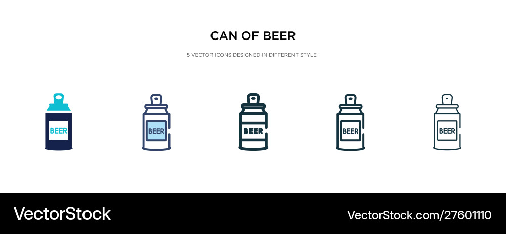 Can beer icon in different style two colored vector image