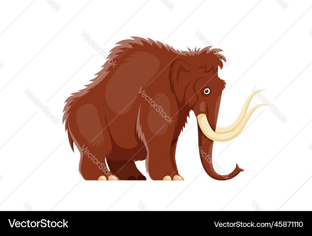 Cartoon mammoth extinct animal character vector image