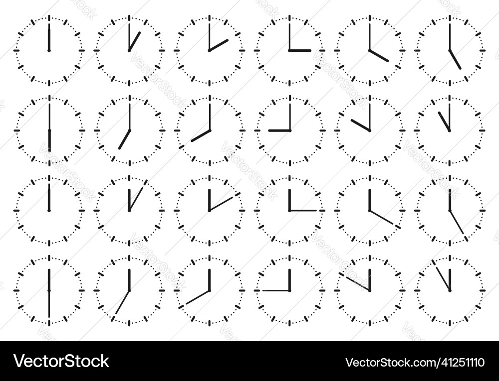 Clock Icon Set - Arrow Positions Vector Image
