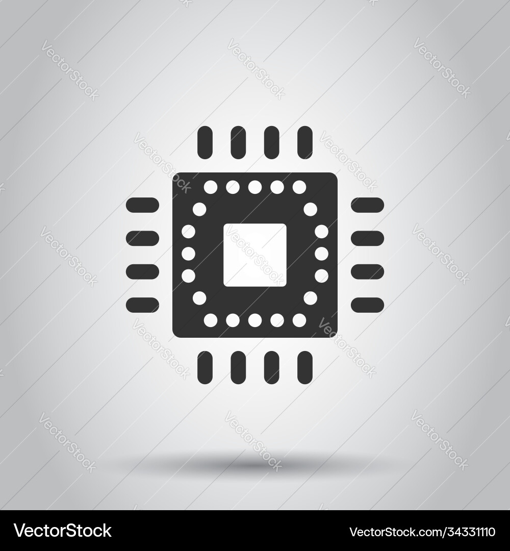 Computer cpu icon in flat style circuit board Vector Image