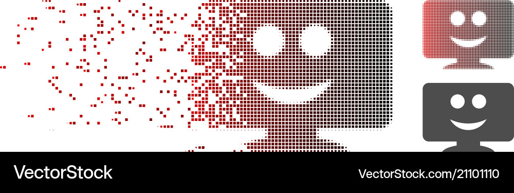 Dissipated pixel halftone display smile icon Dissipated pixel halftone display smile icon vector image