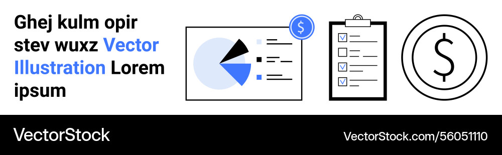 Financial data analysis with pie chart checklist Financial data analysis with pie chart checklist vector image
