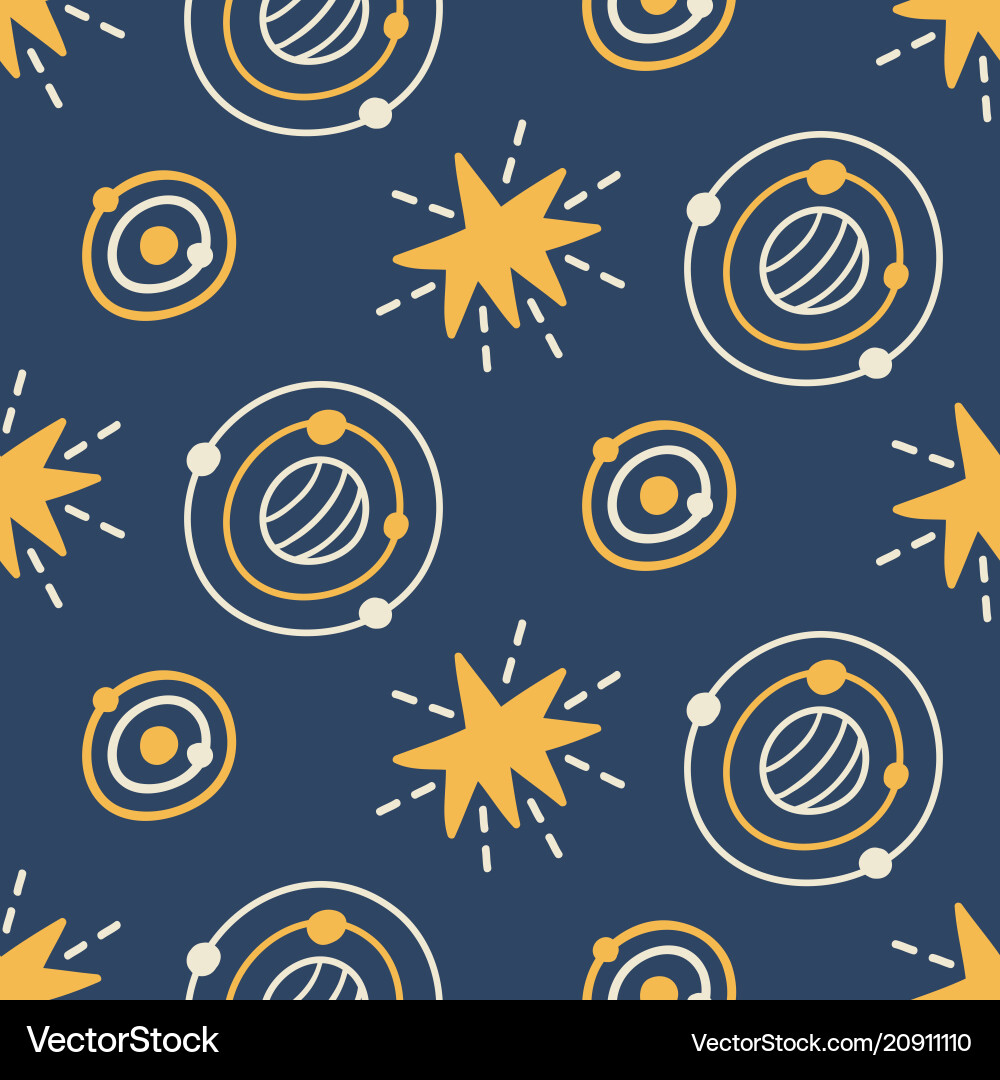 Hand drawn outer space seamless pattern vector image