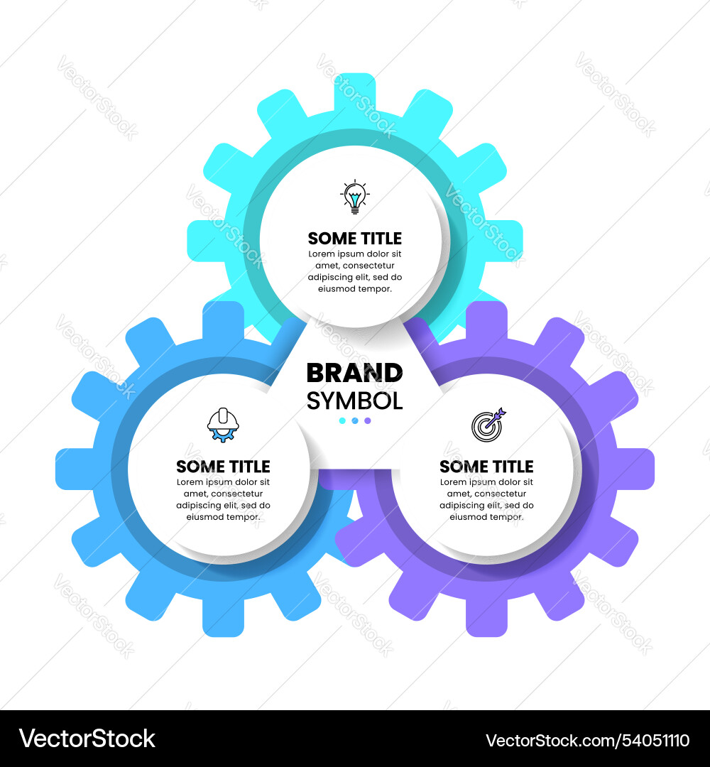 Infographic template 3 linked gears with icons Infographic template 3 linked gears with icons vector image