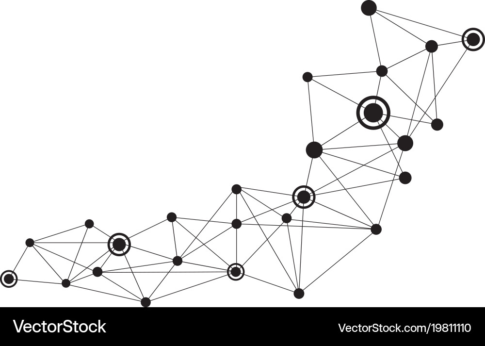 Polygonal space background with connecting dots Vector Image