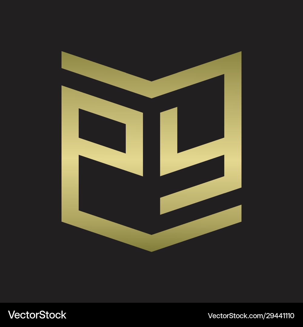 Py logo emblem monogram with shield style design Py logo emblem monogram with shield style design vector image