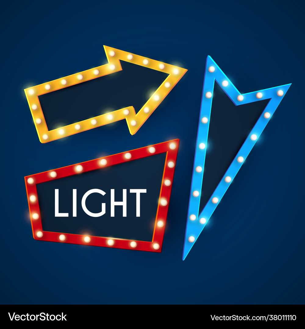 Realistic shining banner light frame retro vector image