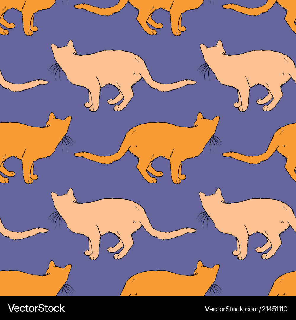 Red cat seamless pattern Red cat seamless pattern vector image