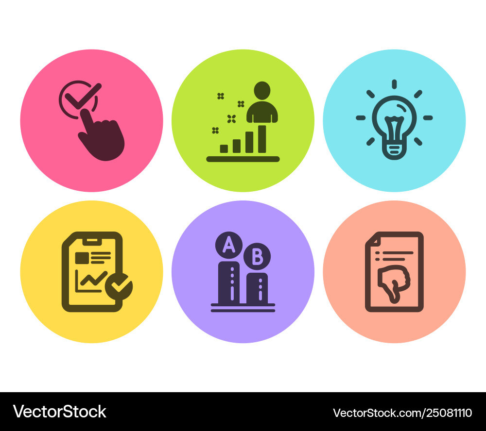 Report checklist ab testing and stats icons set Report checklist ab testing and stats icons set vector image
