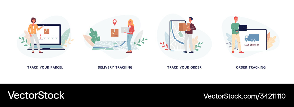 Set characters for delivery tracking service Vector Image