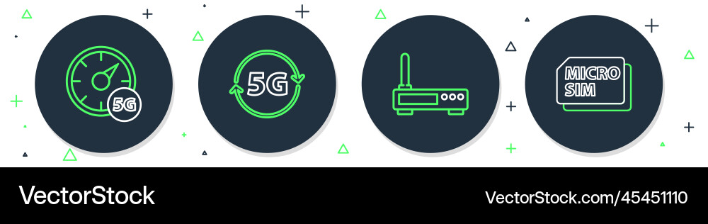 Set line 5g network router and wi-fi signal Set line 5g network router and wi-fi signal vector image