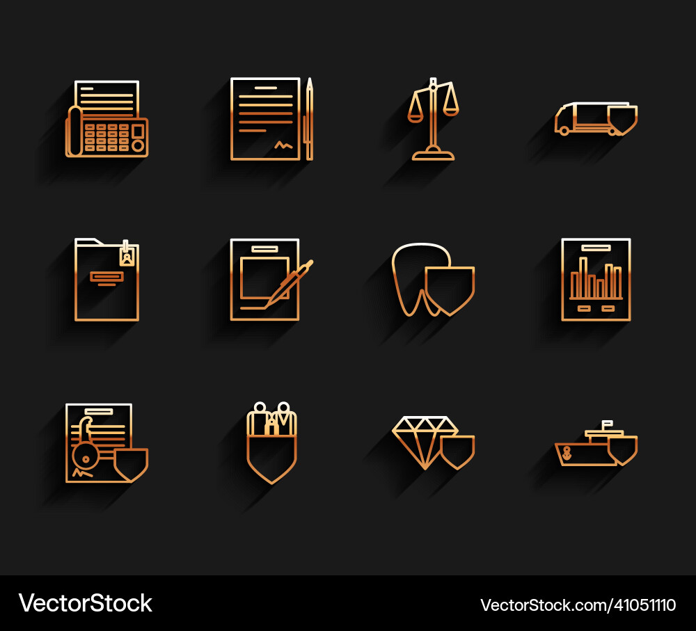 Set line document with key shield family Set line document with key shield family vector image