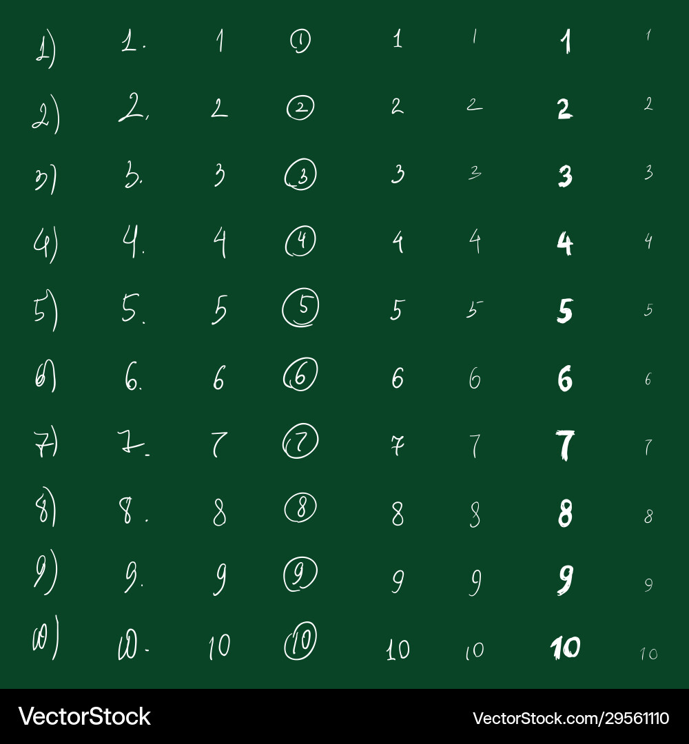 Sketch set numbered lists vector image