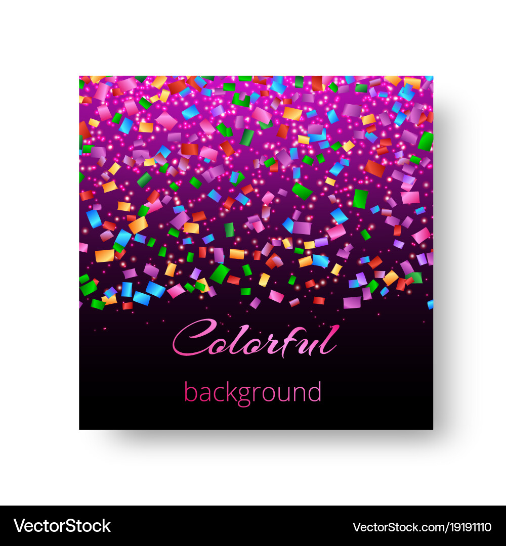 Square template for design of a card with confetti Vector Image