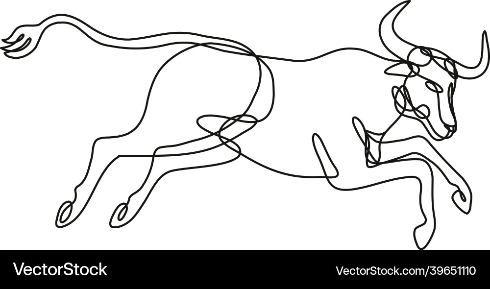 Texas longhorn bull jumping side view continuous Vector Image