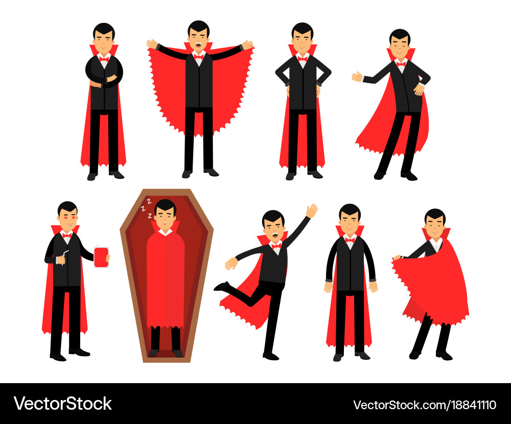 Vampire characters posing in different situations Vector Image