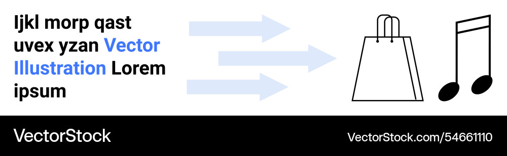 Visual flow from text elements to shopping bag Vector Image