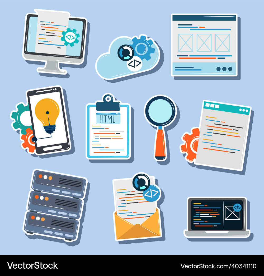 Web development and optimization Vector Image