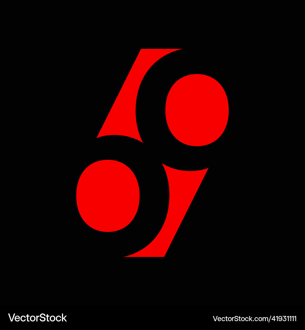69 digits icon letters negative space in red vector image