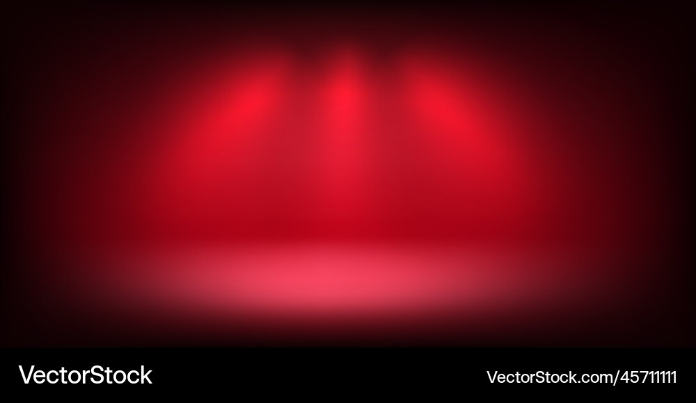 Abstract illuminated empty red stage with bright Vector Image