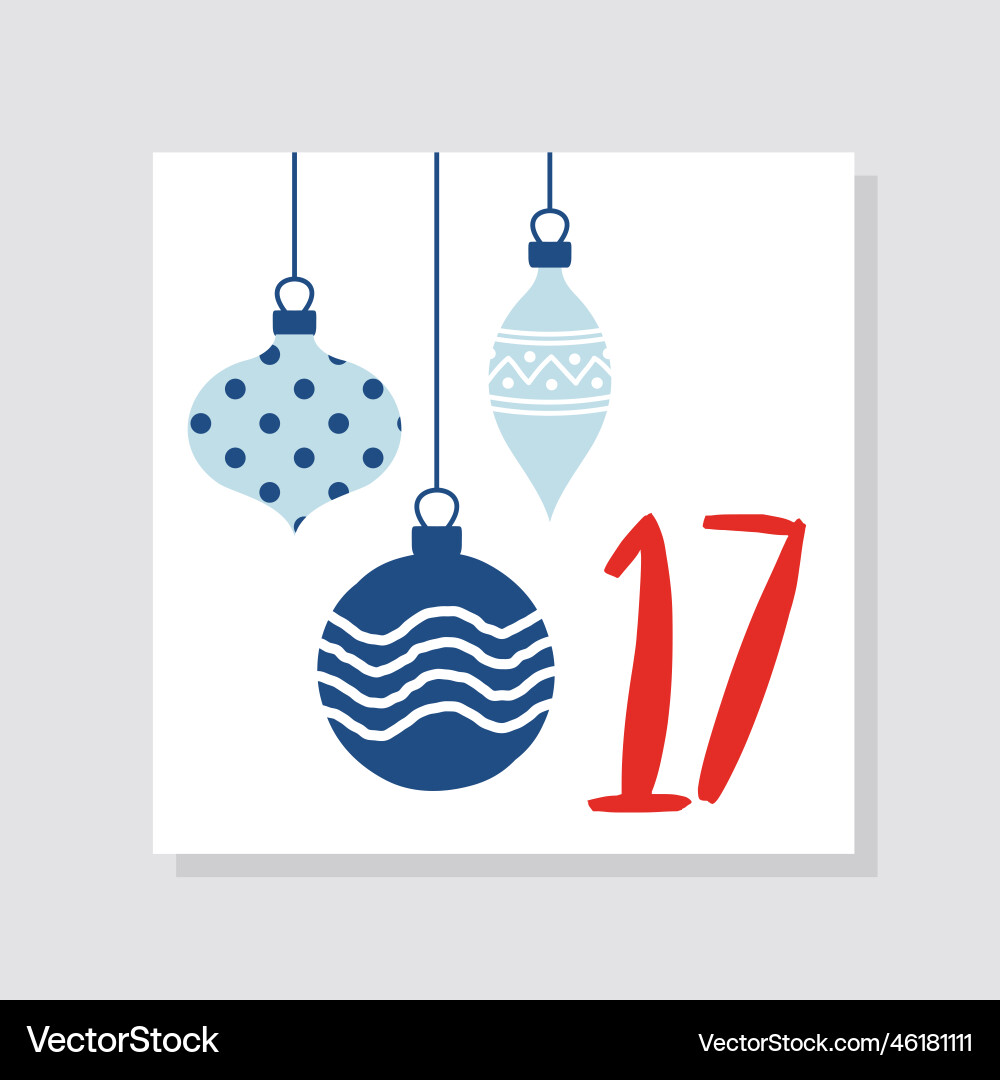Advent calendar with number 17 Advent calendar with number 17 Vector Image