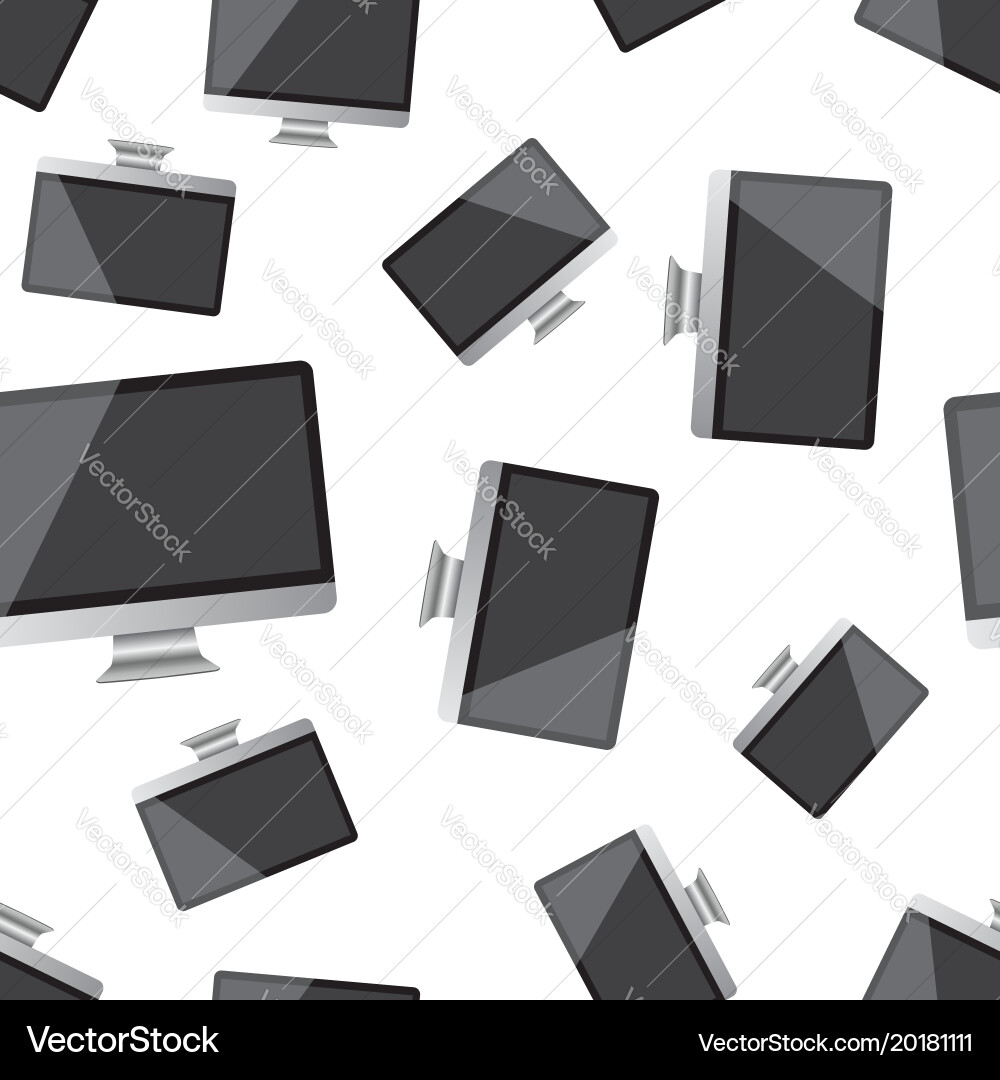 Desktop computer monitor seamless pattern vector image