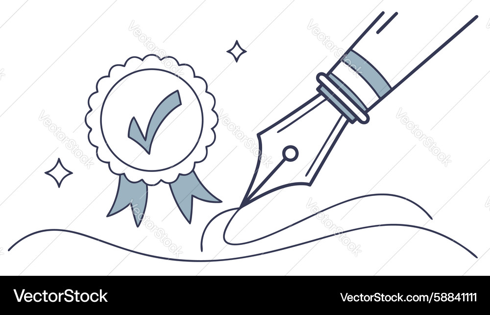Digital signature pen with checkmark for document Vector Image