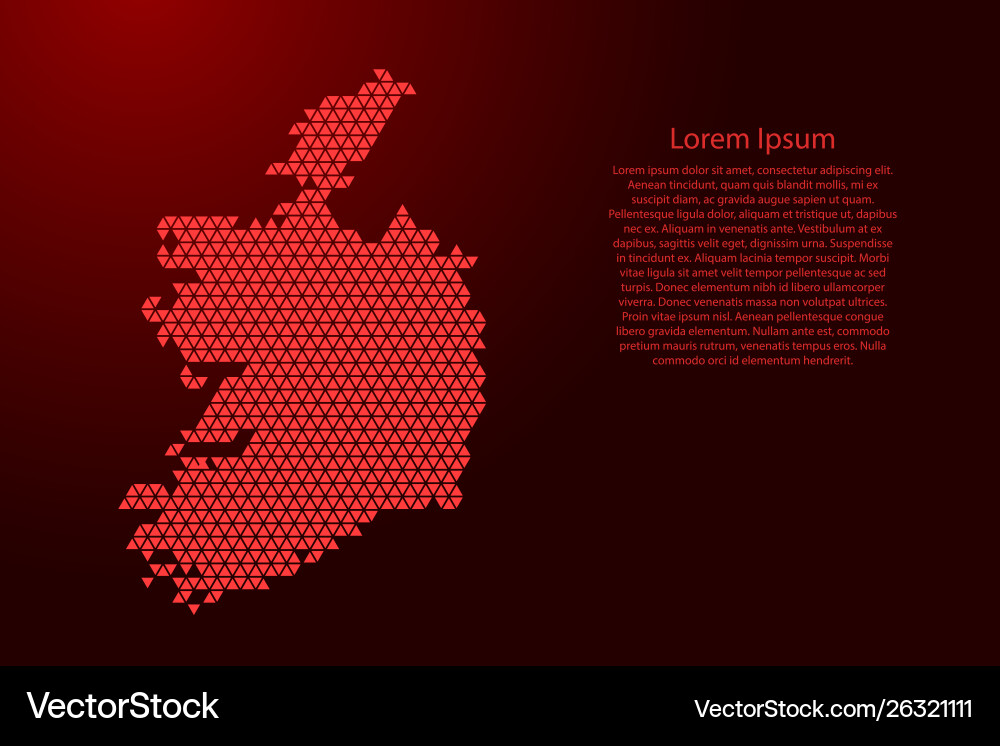 Ireland map abstract schematic from red triangles Ireland map abstract schematic from red triangles vector image